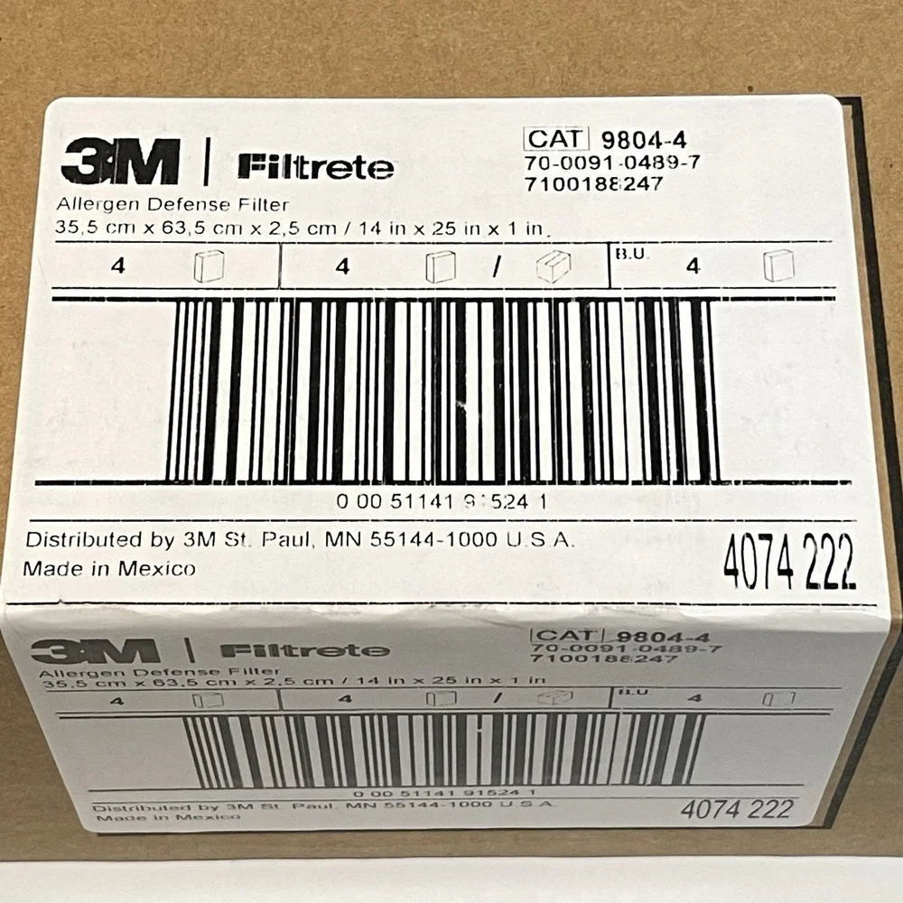 3M Filtrete Model 9804-4 Allergen Defense Air Filter Furnace AC 4 Pack 14X25X1